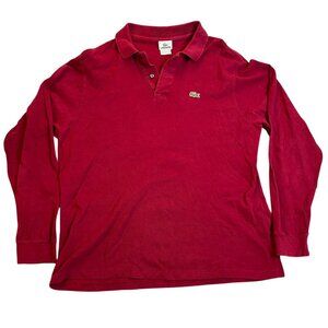 Lacoste Men's Polo Shirt Size 6 XL Long-Sleeve Red 100% Cotton Classic Fit